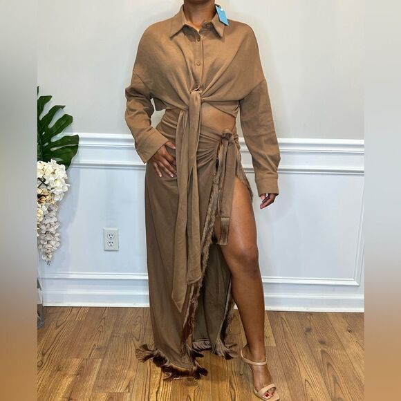 MinaaMonroe fringe skirt and cropped top set
